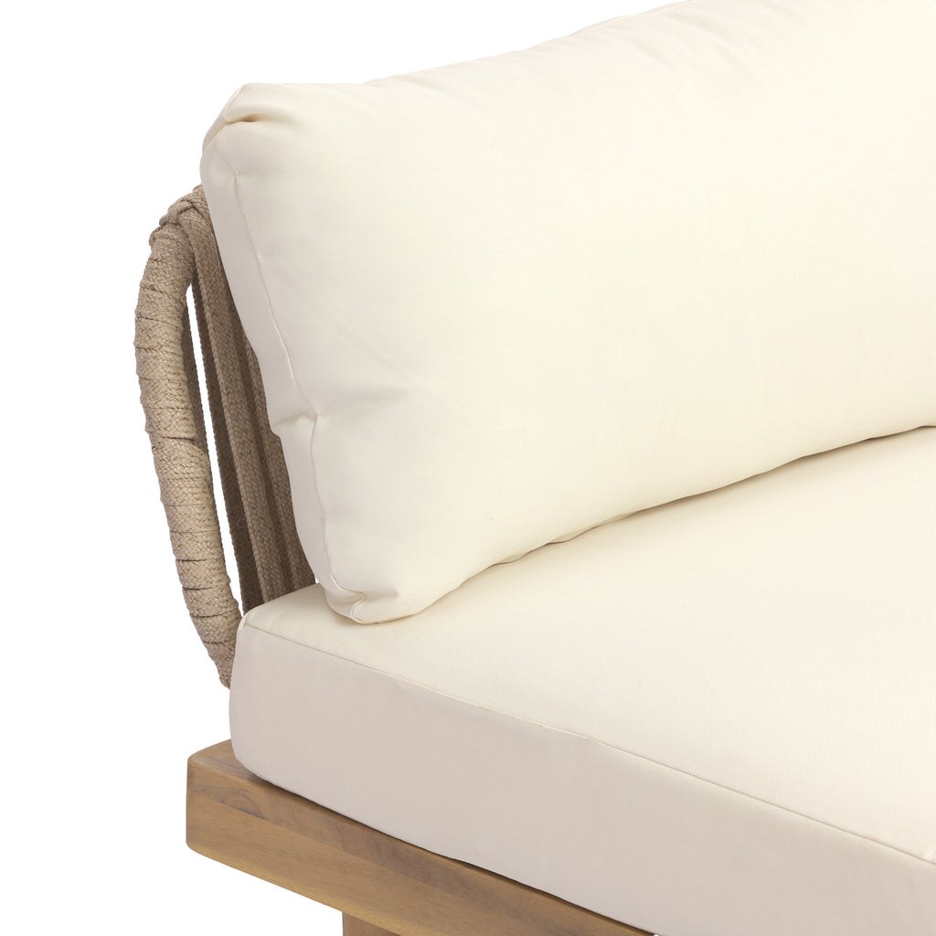 Outdoor Sectional Set Acacia Wood Rope L-Shape Beige 6 Piece