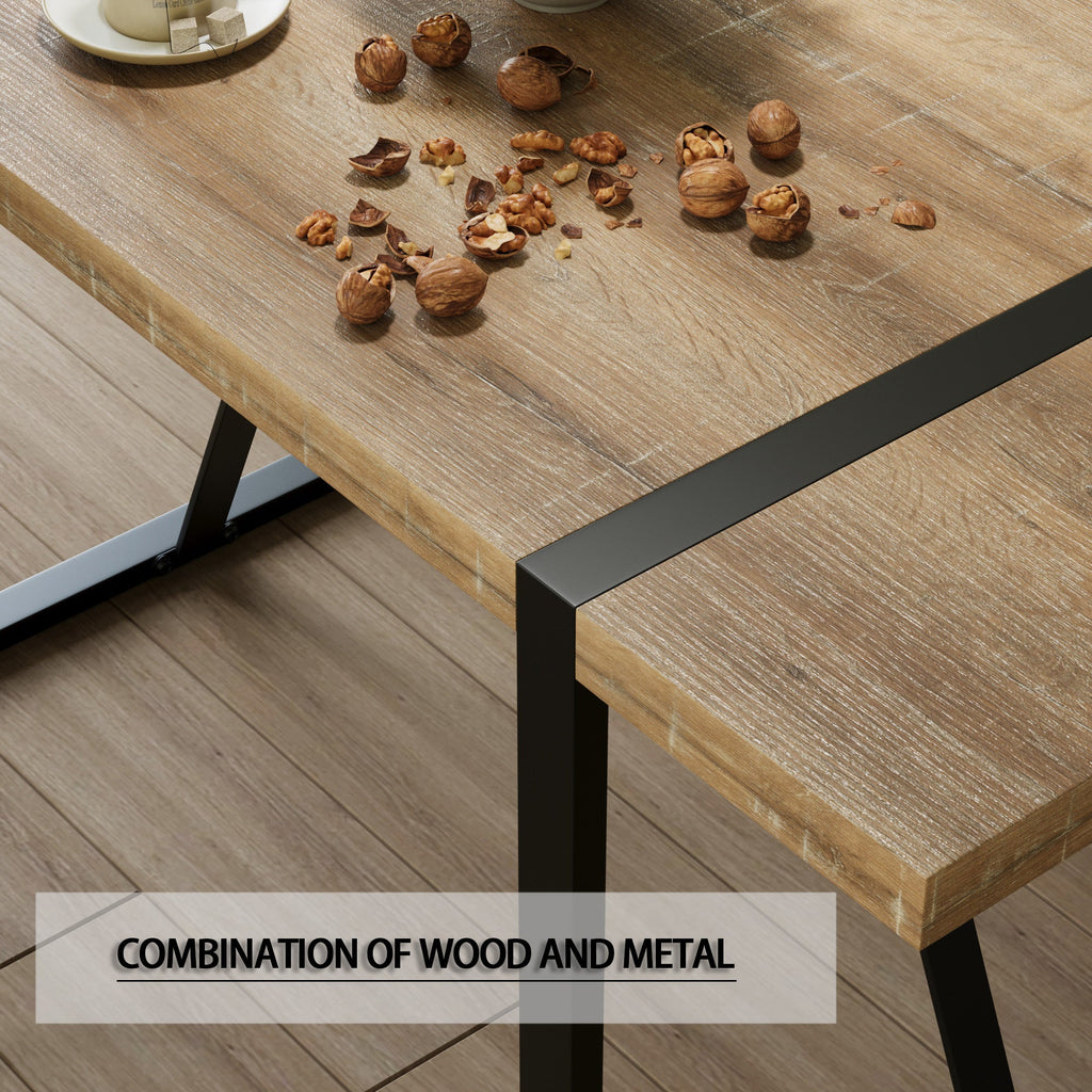 55 ' dining table modern rural industrial rectangular MDF wood set and PU