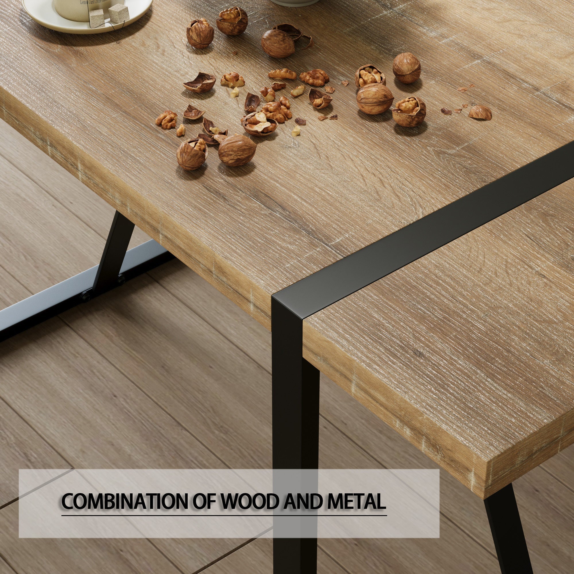 55 ' dining table modern rural industrial rectangular MDF wood set and PU