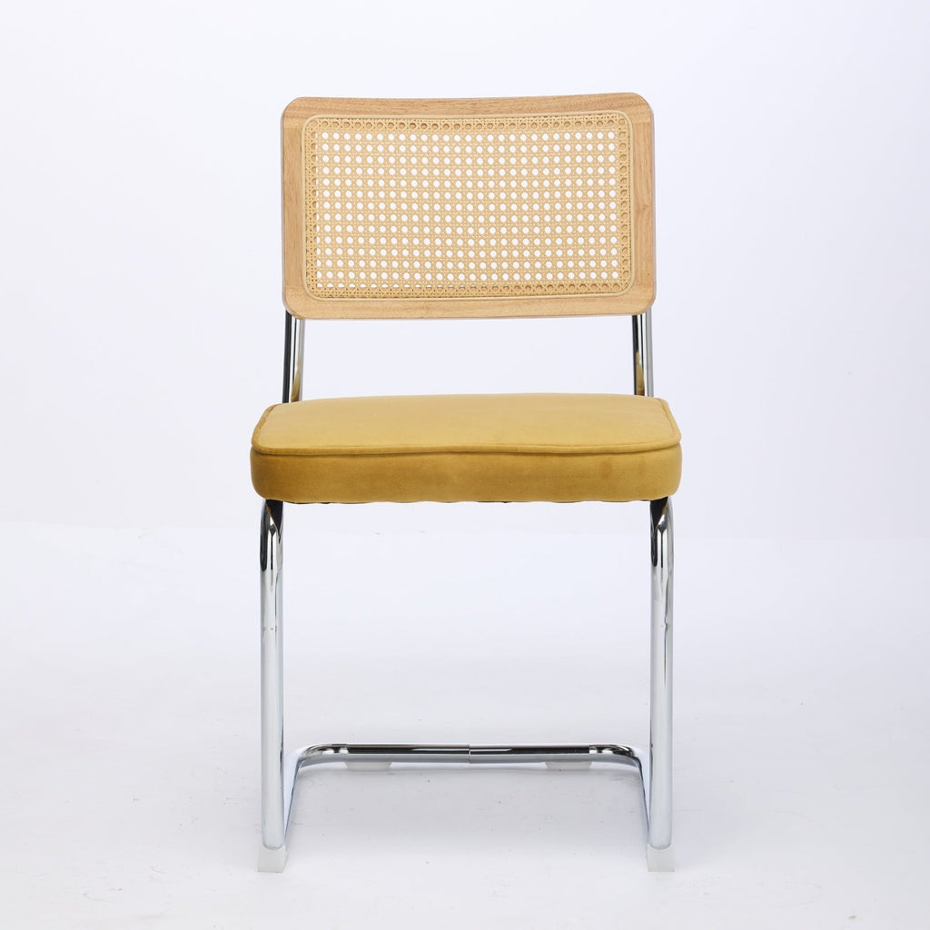 Mid Century Modern Dining Chairs Set of 2, Velvet Accent Chairs with Natural