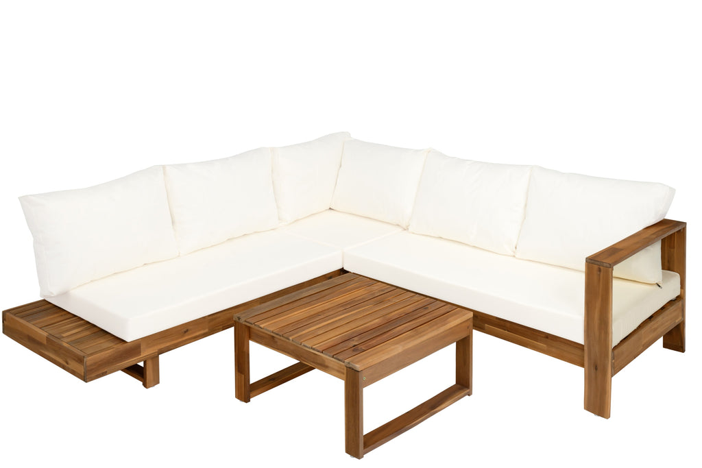 Outdoor Sectional Set Acacia Wood 4-Piece Teak