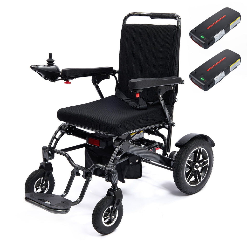 Wheelchair Electric Foldable Aluminum Dual Battery Black 41x24x39 In
