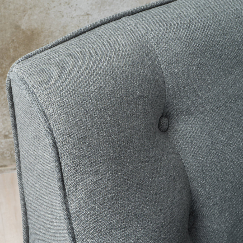Accent Chair Mid-Century Charcoal Fabric Tufted Back Wood Legs 25x30x31 In
