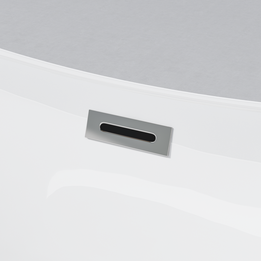 Modern Acrylic Freestanding Tub, Gloss White, Chrome Overflow and Pop-Up Drain