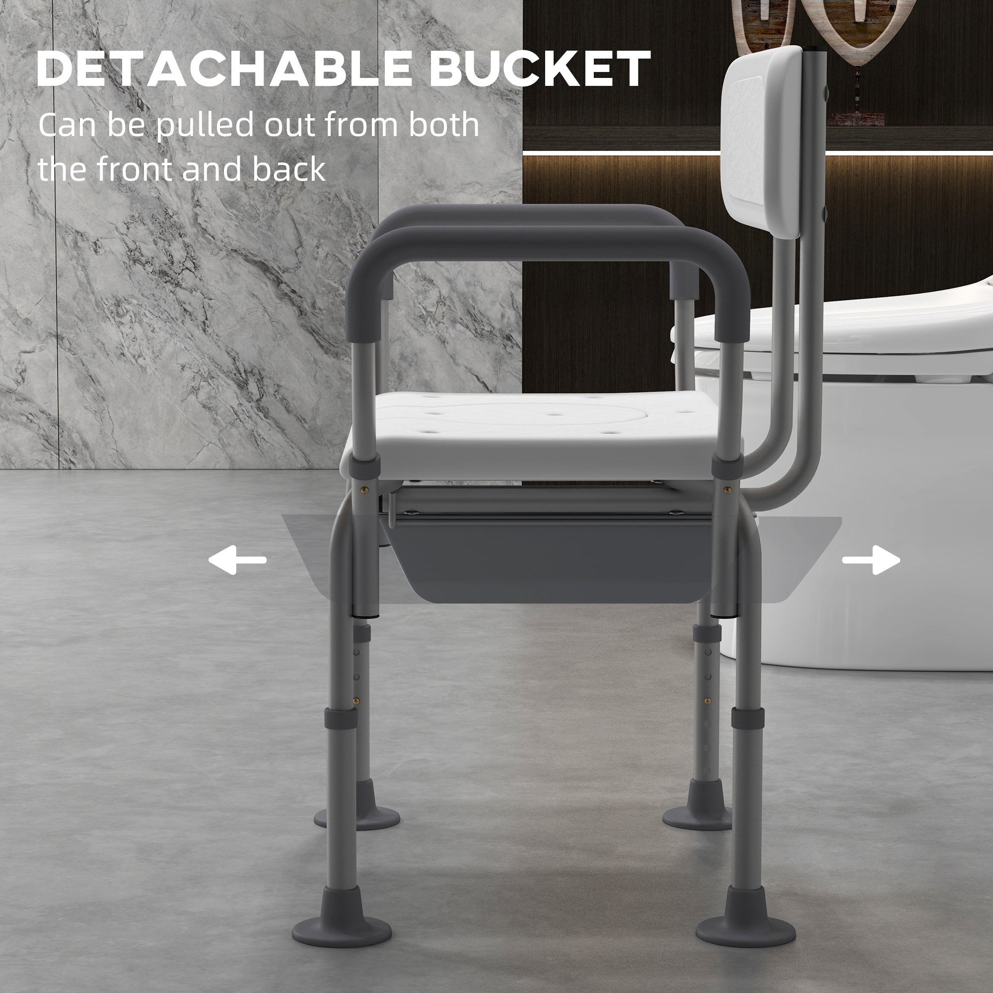 Shower Chair 3-in-1 Aluminum Commode Raised Toilet Seat Adjustable 299 LB