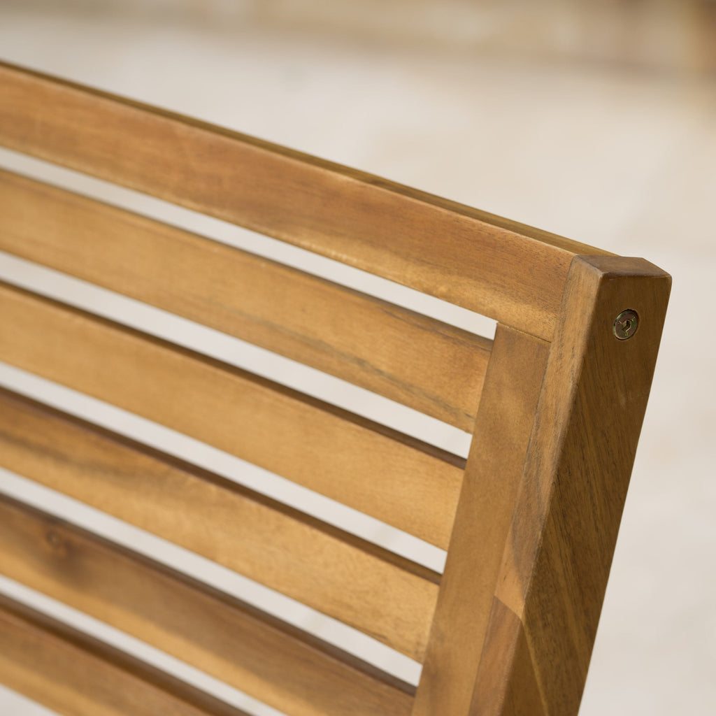 Outdoor Dining Chair Acacia Wood Teak Cream Cushion Set 2 27.5