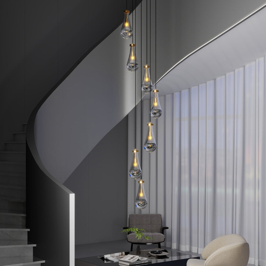 Chandelier 7-Light Pendant Adjustable Black Living Room Foyer Stairwell