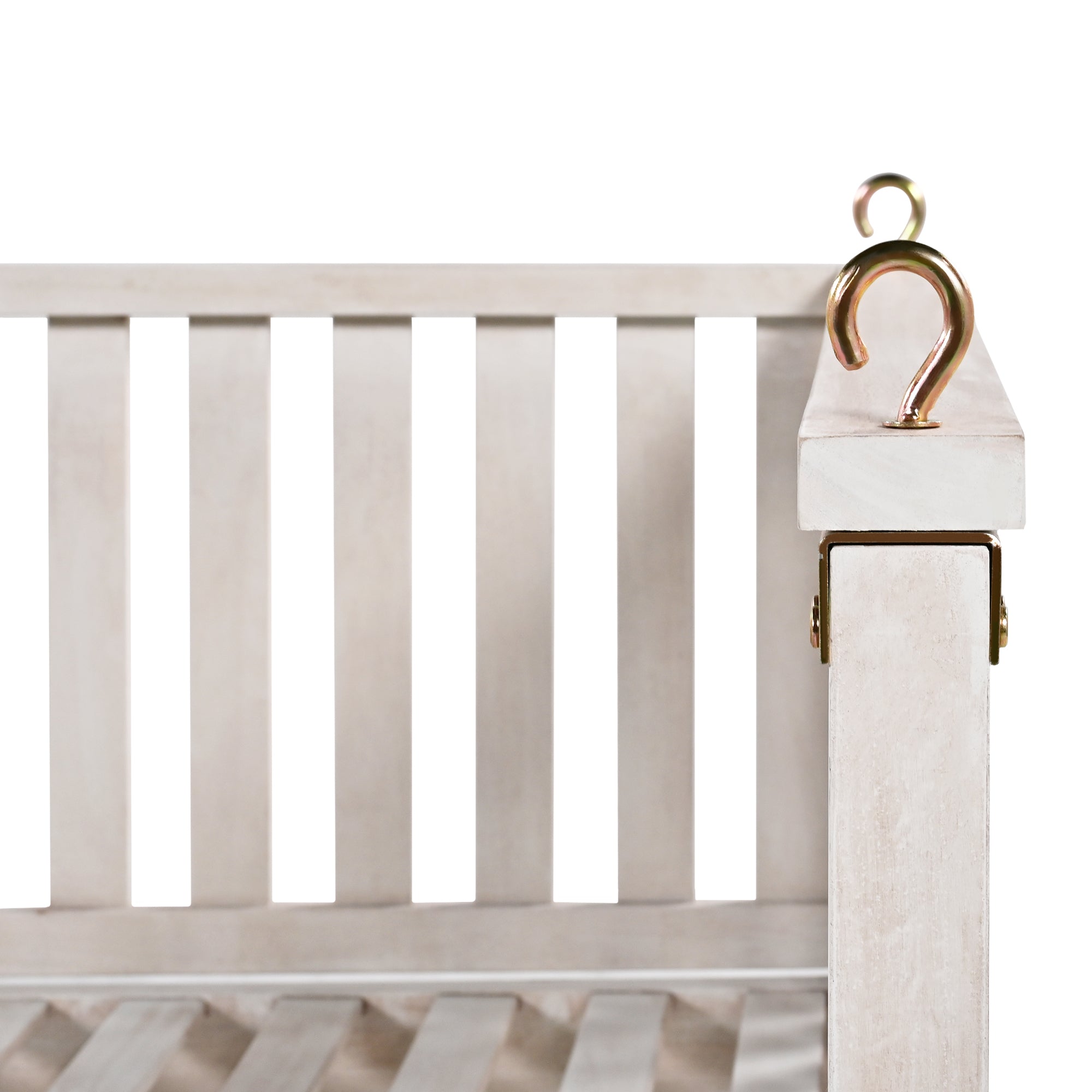 Outdoor Swing Bed Acacia Wood White Twin Size Minimalist 79.1x41.3 In 350 LB