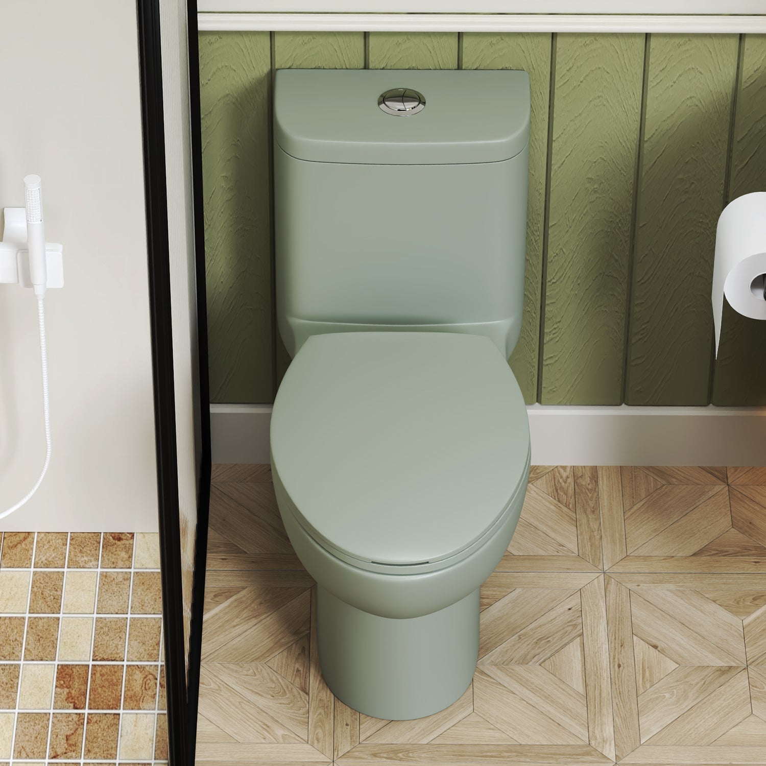 1.1/1.6 GPF Tornado Flush One-Piece Toilet ADA Height 17in, Dual Flush, Green
