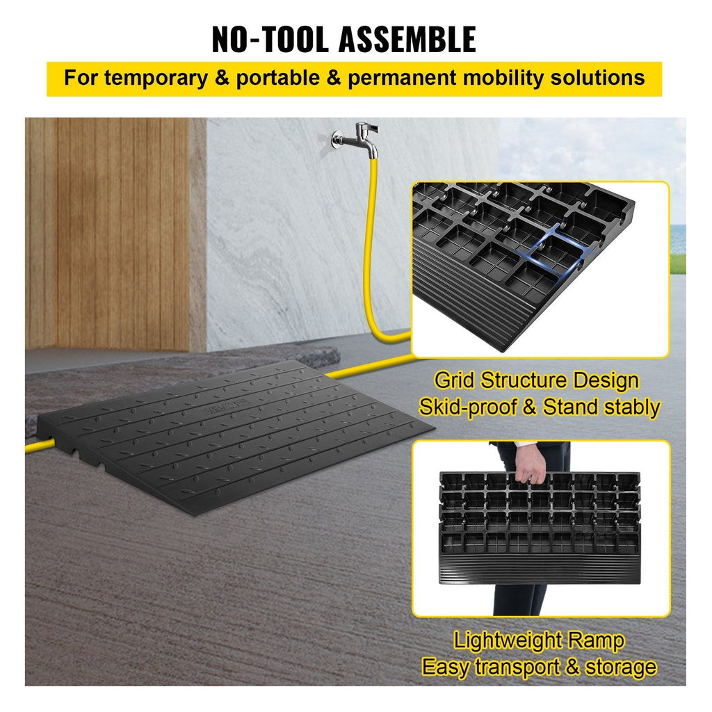 Threshold Ramp Rubber 4 In Heavy Duty Non-Slip Doorway Indoor Outdoor 2200 LB