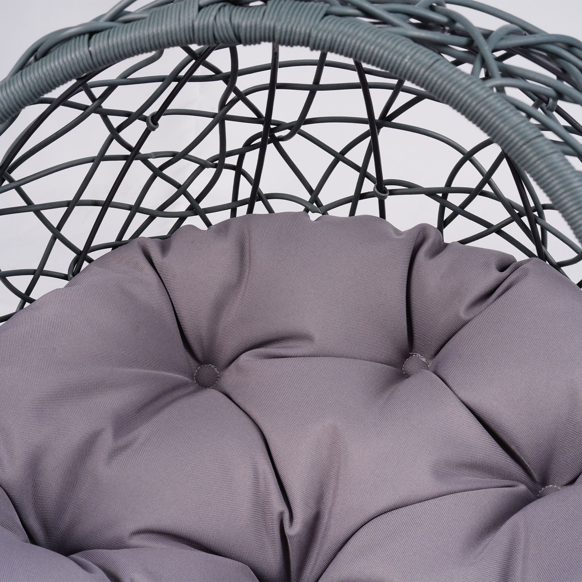 Cat Swing Bed with Stand and Cushion, Rattan Wicker Egg Chair Style, Gray