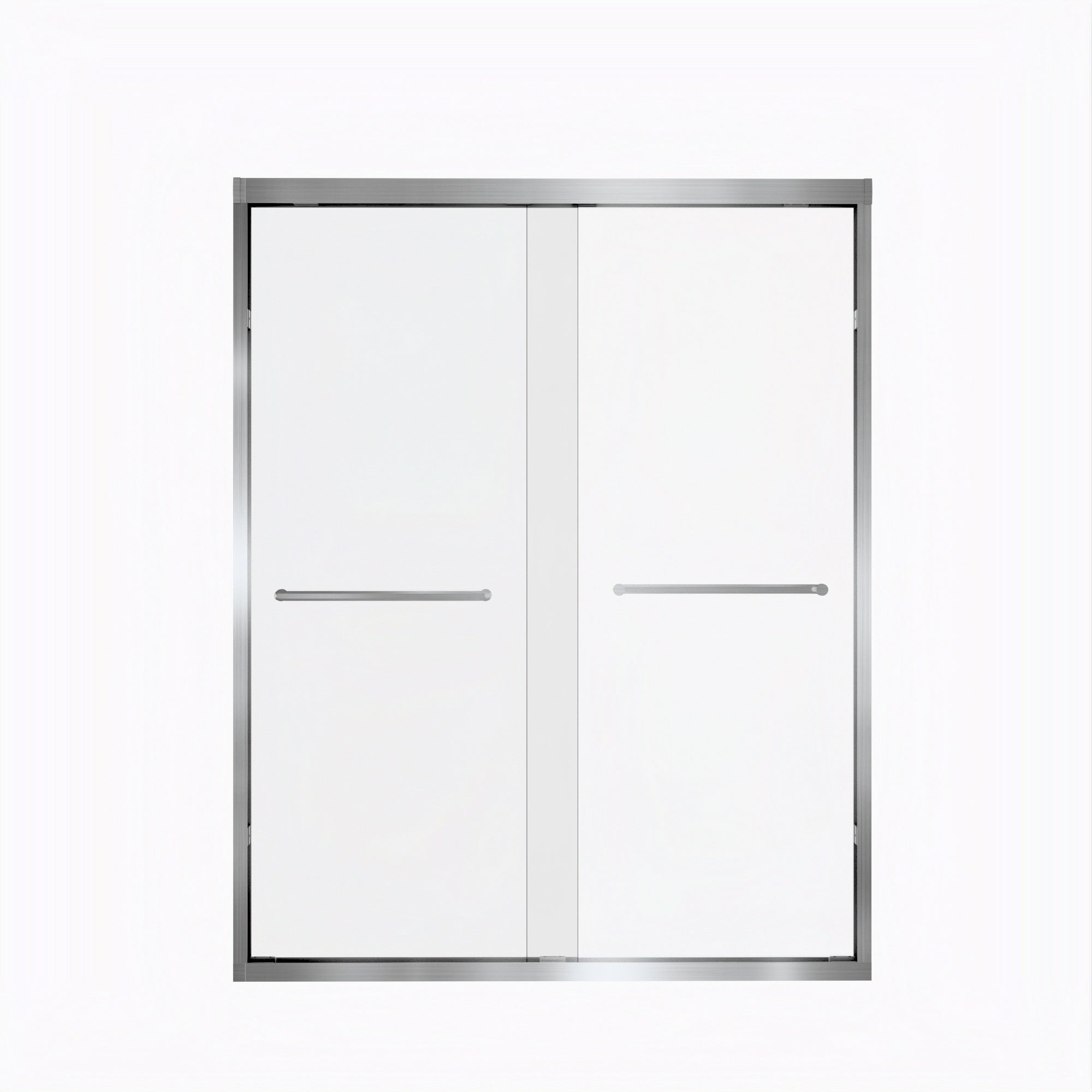 56-60in x 72in Aluminum Frame Double Sliding Shower Door, Brushed Nickel, 6mm