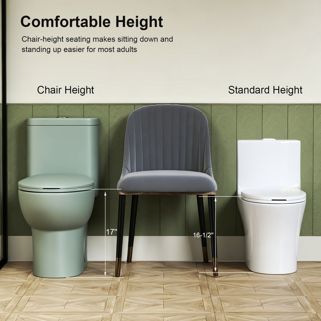 1.1/1.6 GPF Tornado Flush One-Piece Toilet ADA Height 17in, Dual Flush, Green