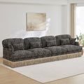 Sectional Sofa Modular Chenille Leopard Print Khaki 4 Seat Deep Seat