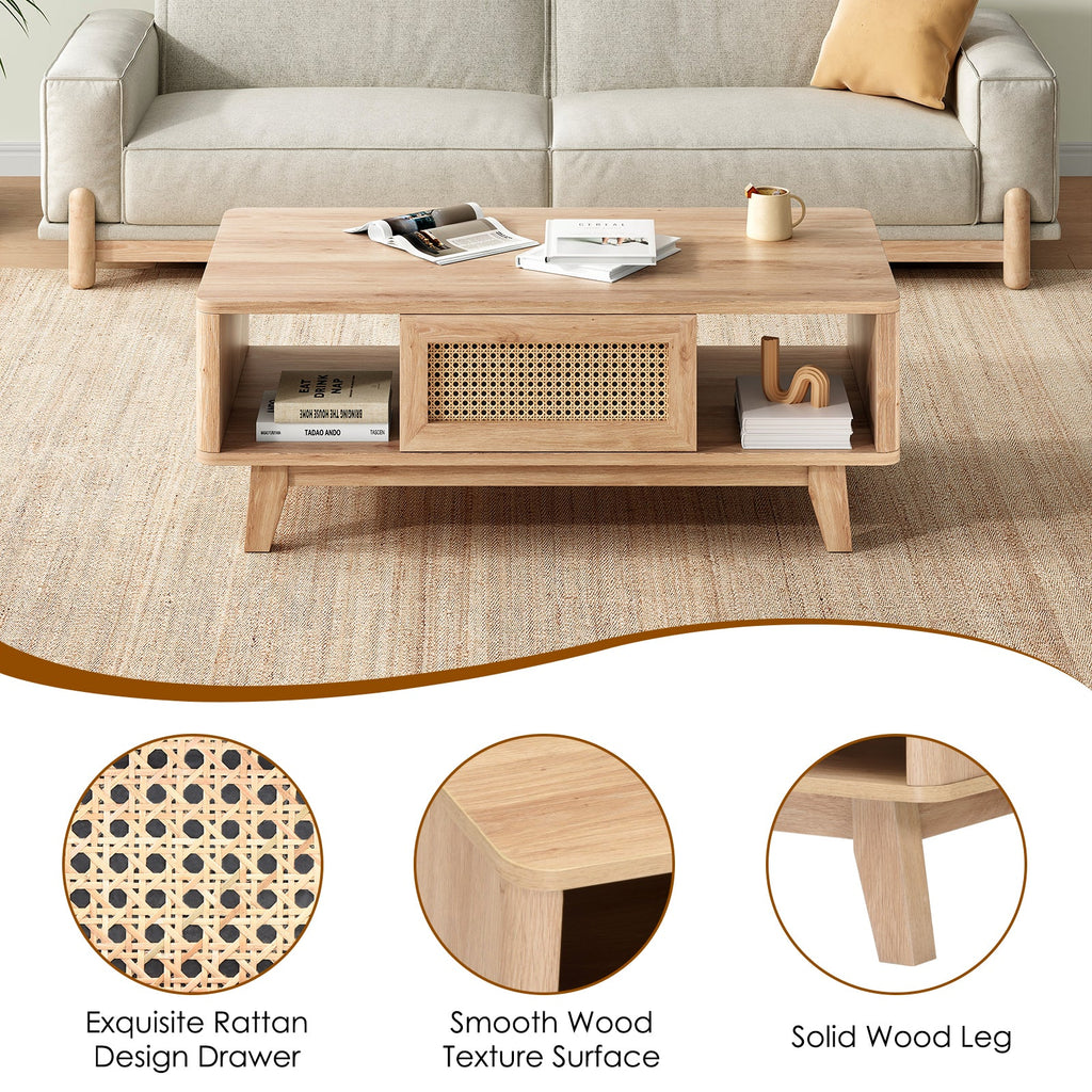 Coffee Table, Mid Century Living Room Tables with Storage, Modern Square with