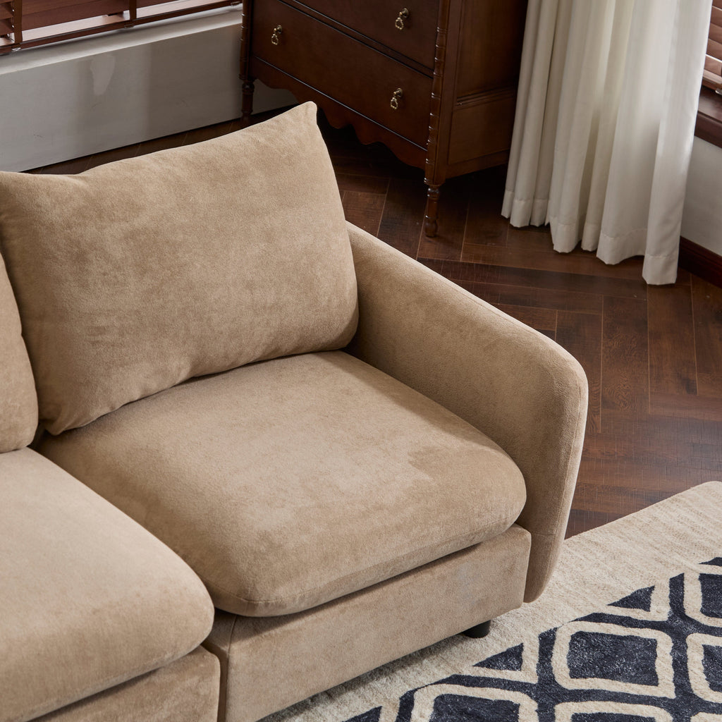 Sectional Sofa Modular Velvet Camel 2 Seat 69 In Eucalyptus Frame