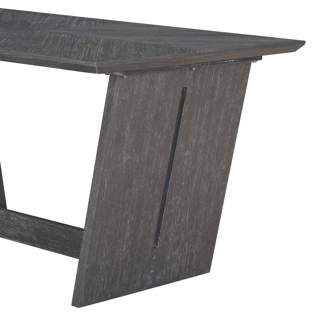 6-Piece Retro Dining Table Set for 6, 60' Wood Kitchen Table and Chairs Set of
