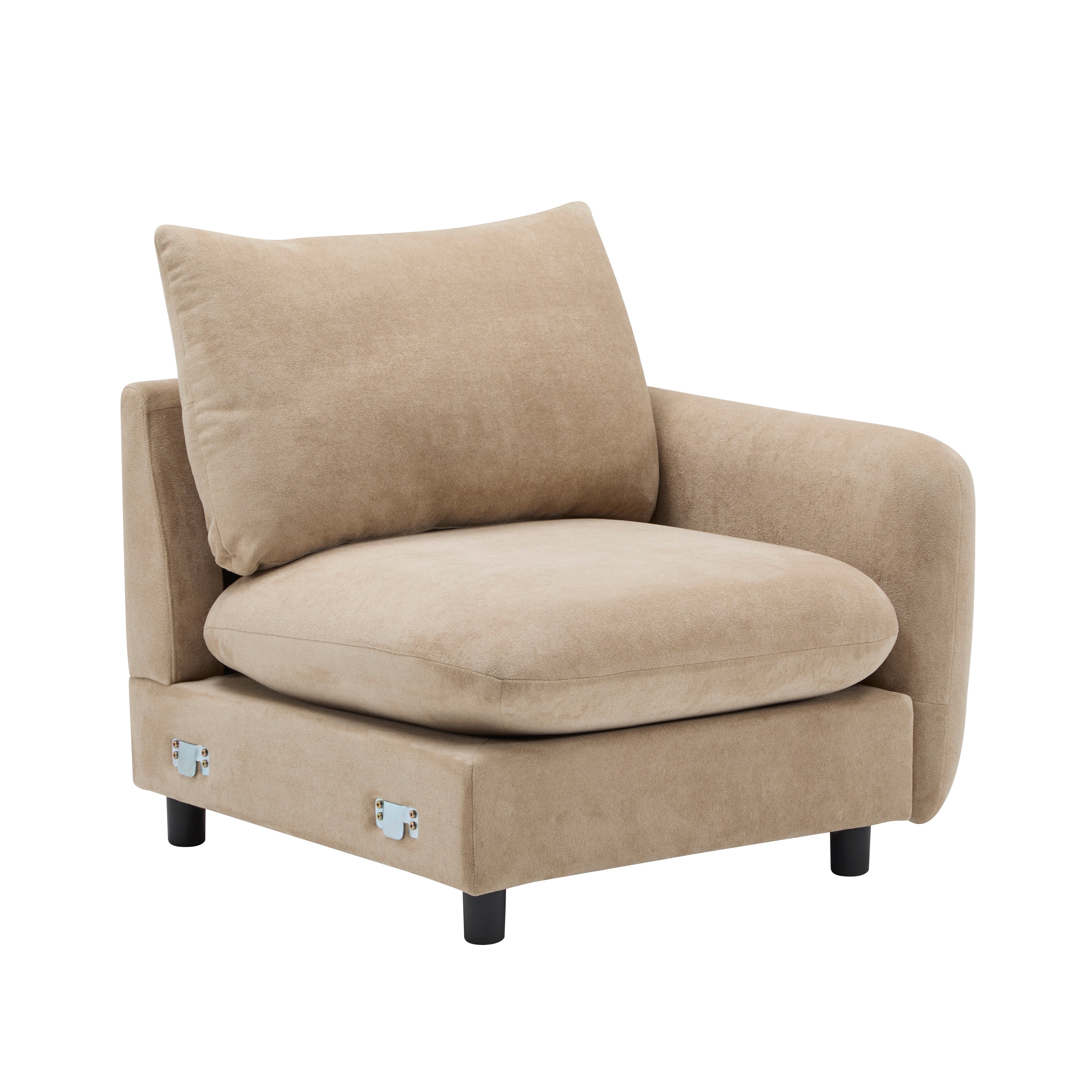 Sectional Sofa Modular Velvet Camel 2 Seat 69 In Eucalyptus Frame