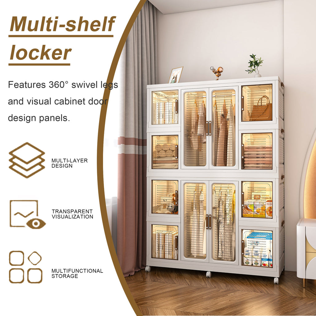Wardrobe Closet Organizer PP White 12-Cube Hanging Rod 44.09x60.24 In