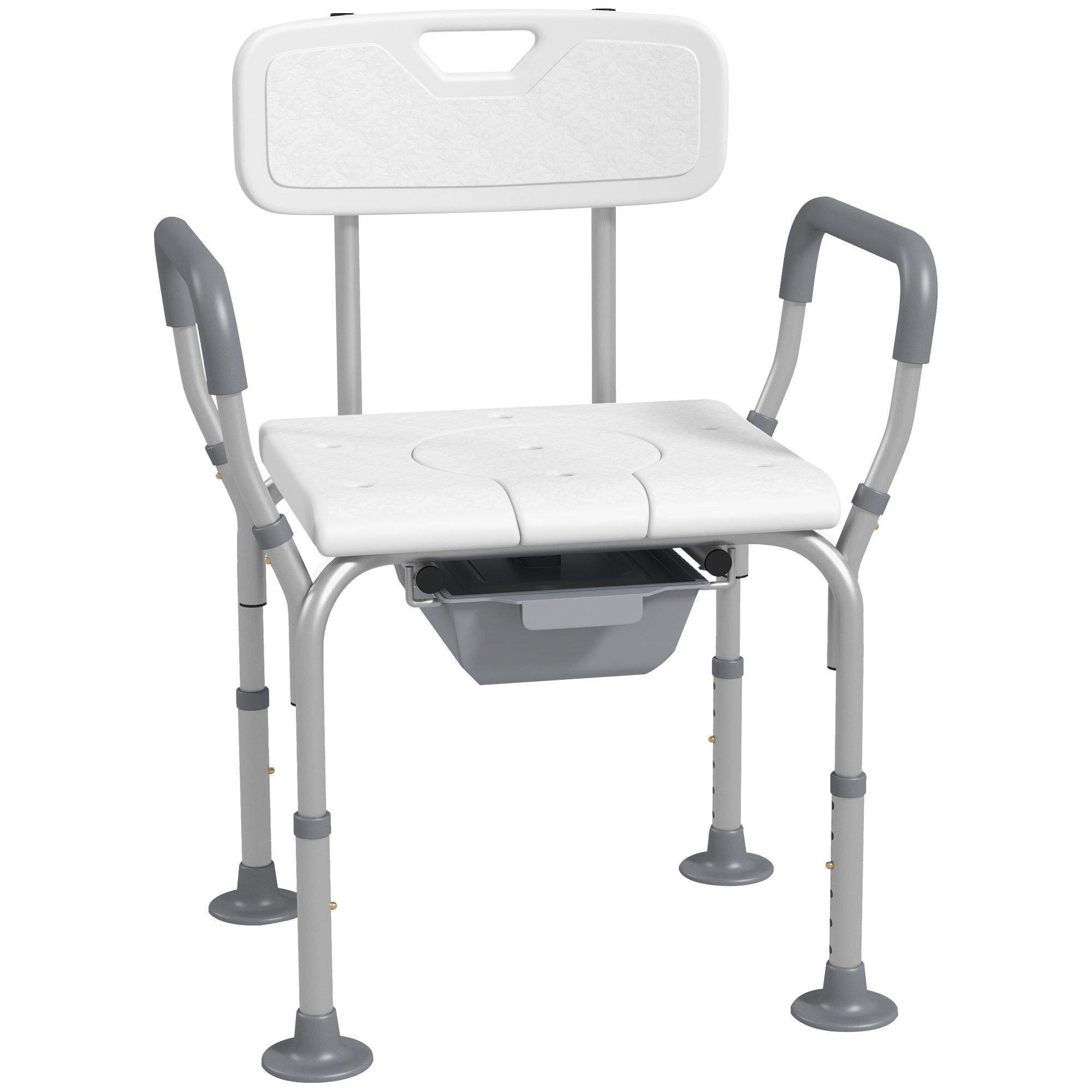 Shower Chair 3-in-1 Aluminum Commode Raised Toilet Seat Adjustable 299 LB