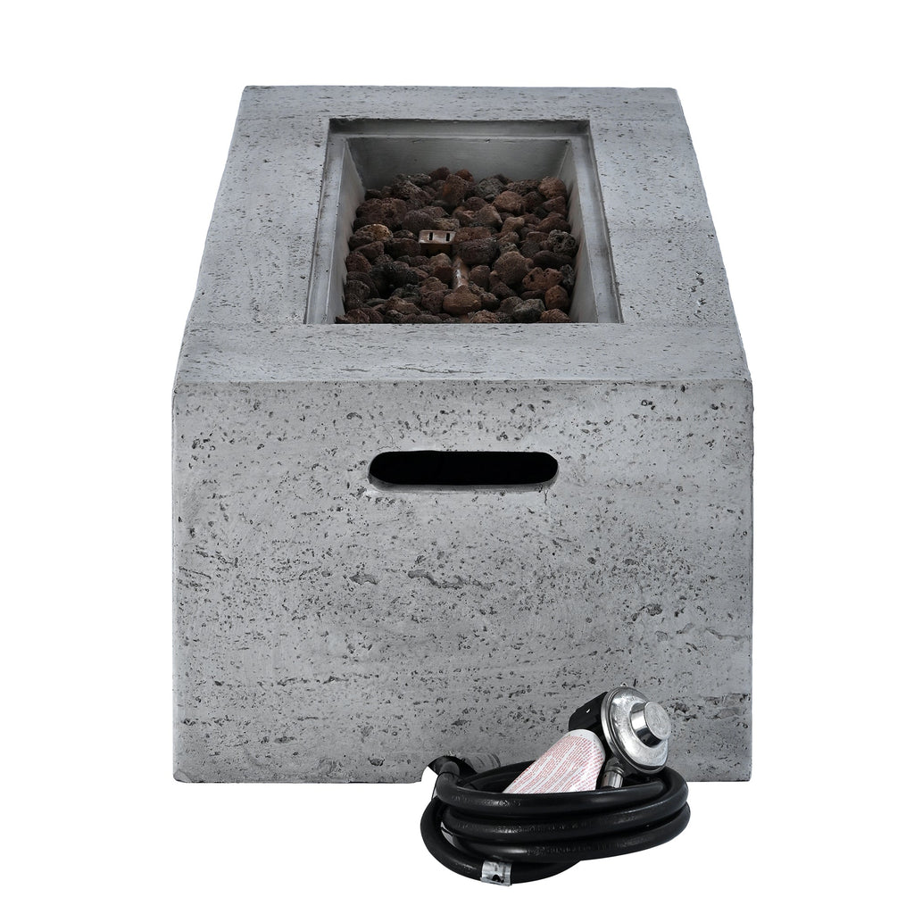 Fire Pit Propane Rectangular MGO Gray 40000 BTU with Tank Cover 41.9 In