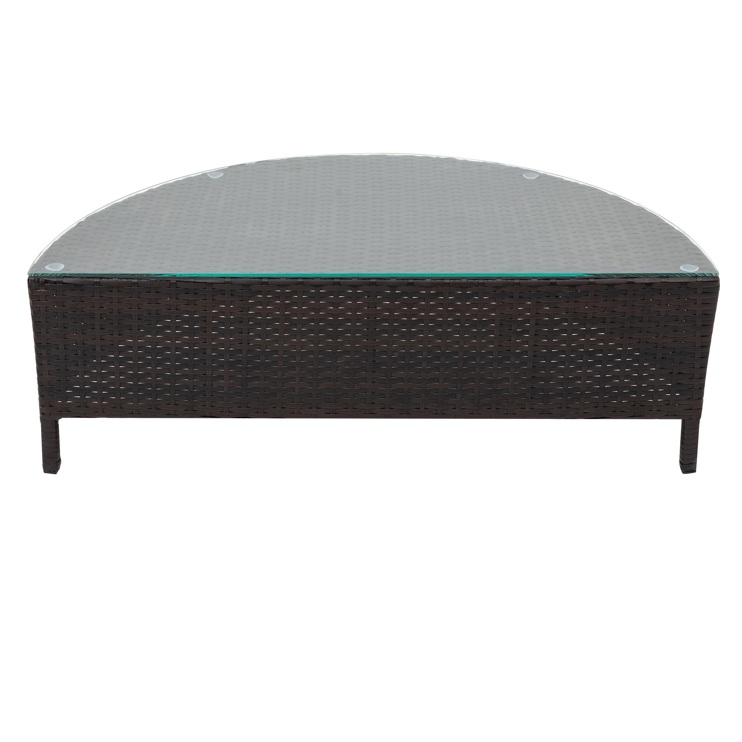 Outdoor Sectional Set PE Rattan Steel Gray Half Moon 5 Piece 350 LB
