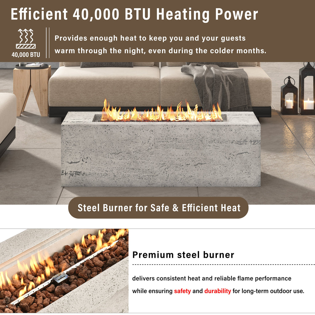 2-in-1 Outdoor Fire Pit and Propane Tank Stand Set 41.9 Inch, Beige Grey