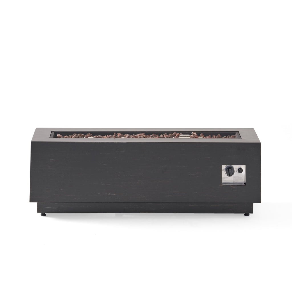 Modern 40 in Outdoor Iron Propane Fire Pit, 50,000 BTU, Sleek Design, Dark Brown