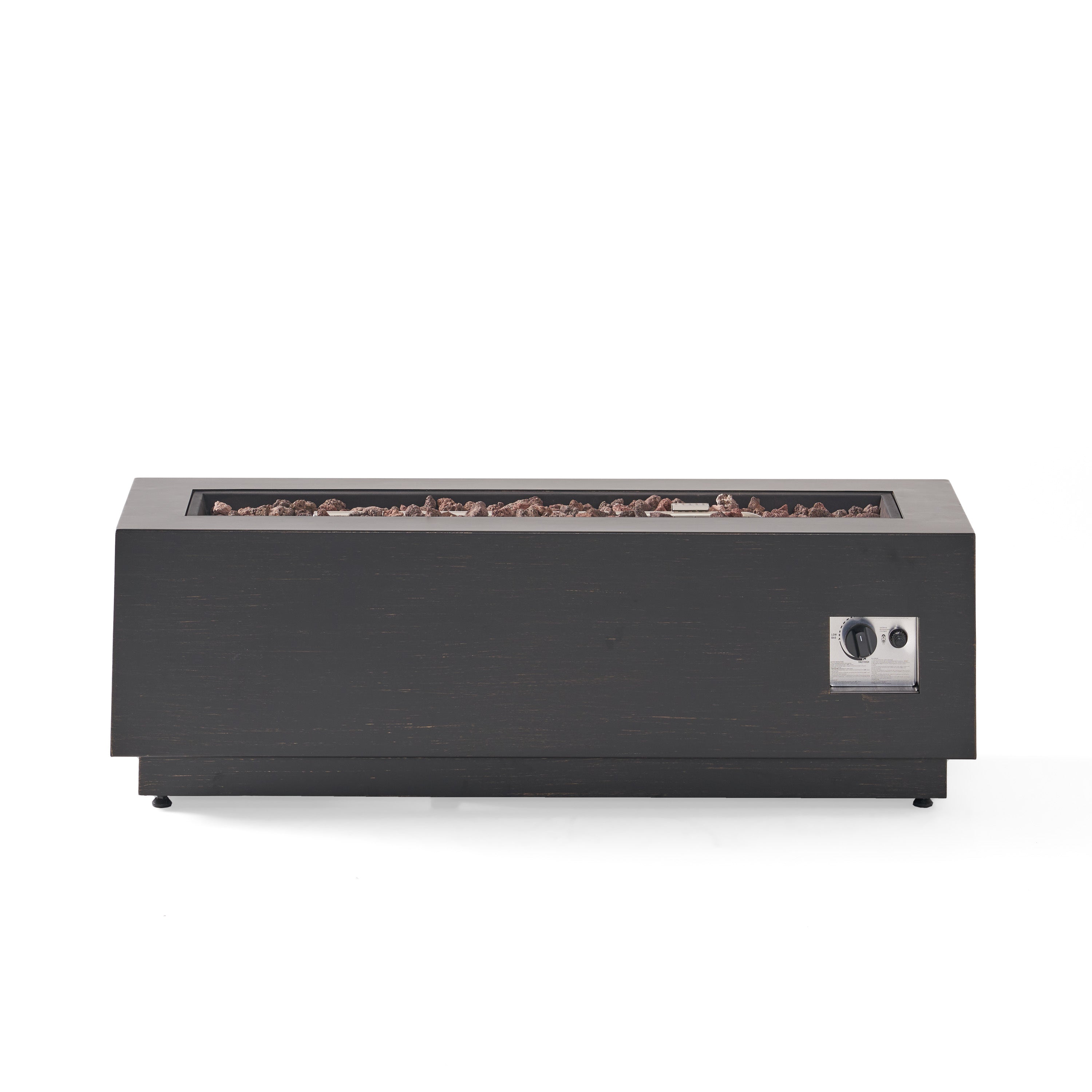 Modern 40 in Outdoor Iron Propane Fire Pit, 50,000 BTU, Sleek Design, Dark Brown
