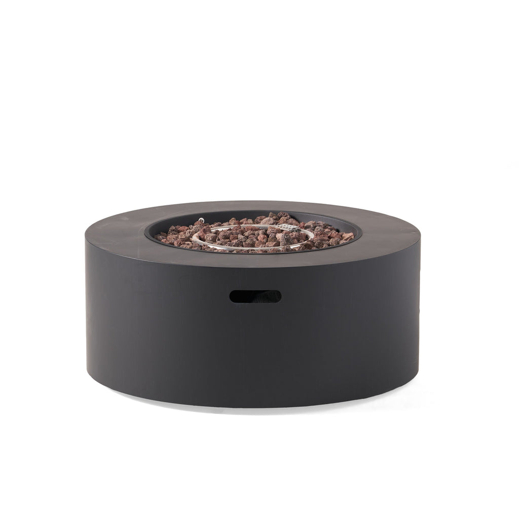Modern Iron Propane Fire Pit, 32' Round, 40,000 BTU, Dark Grey Finish