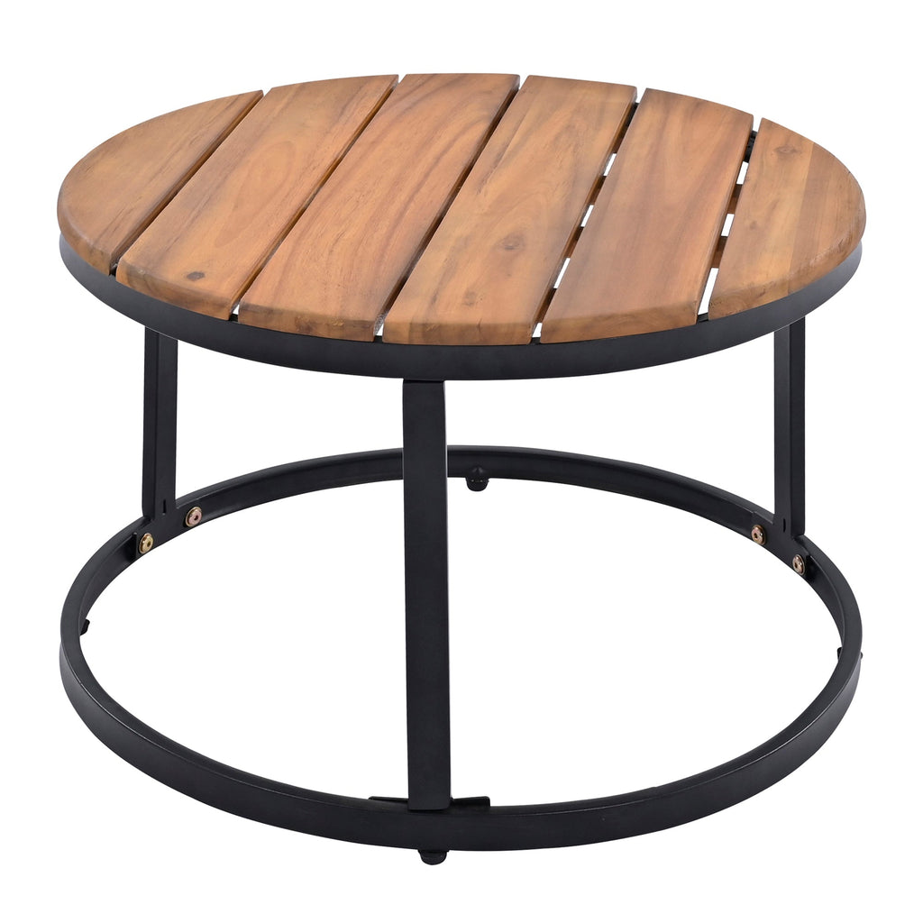 Outdoor Sectional Set Acacia Wood Steel Gray with Nesting Tables