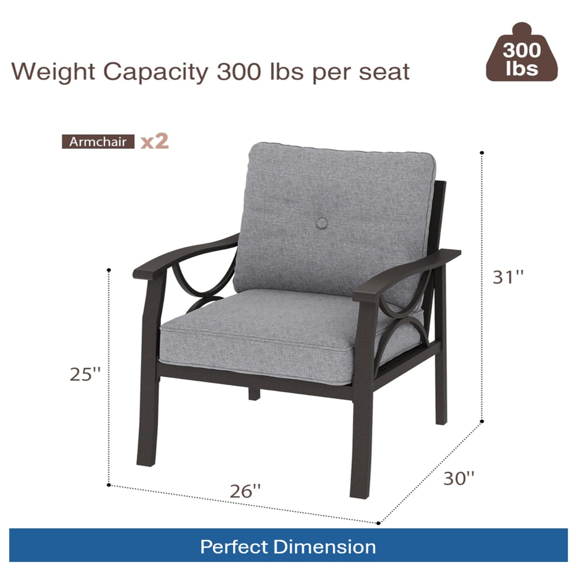 5 Piece Outdoor Patio Set Steel Seats 7 Gray