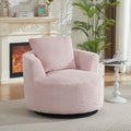 Accent Chair Swivel 360 Degree Faux Fur Pink Pocket Spring No Assembly