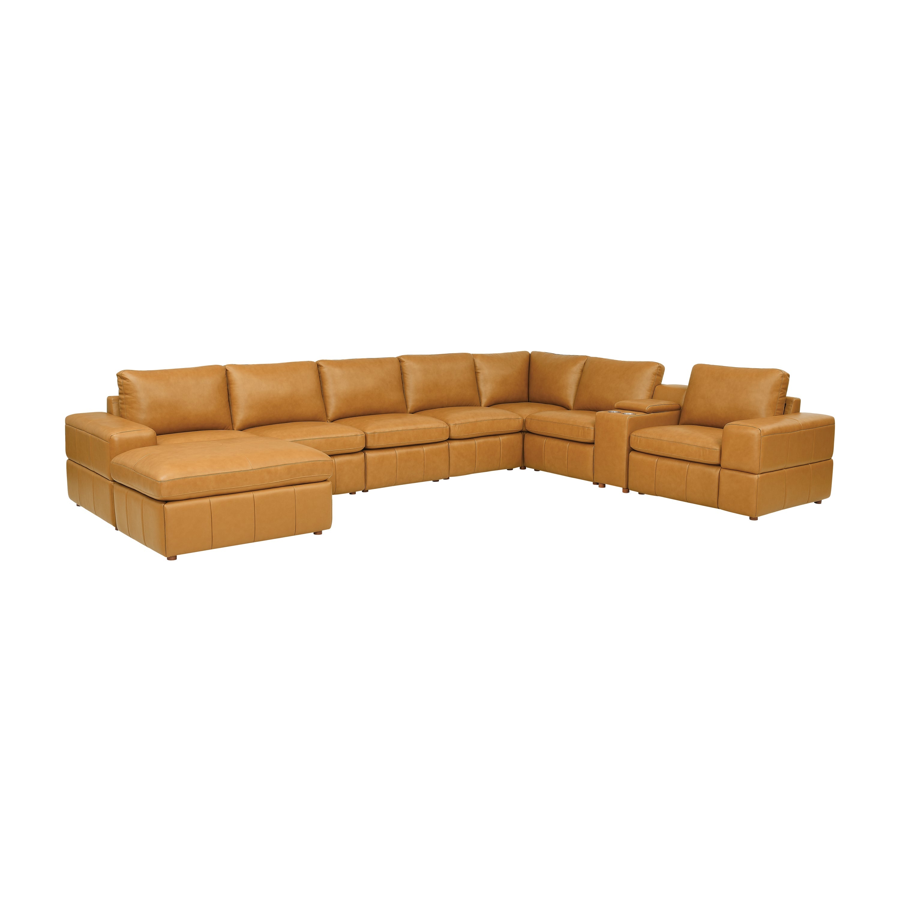 Sectional Sofa Modular Leather Match Ginger 8 Seat 159 In