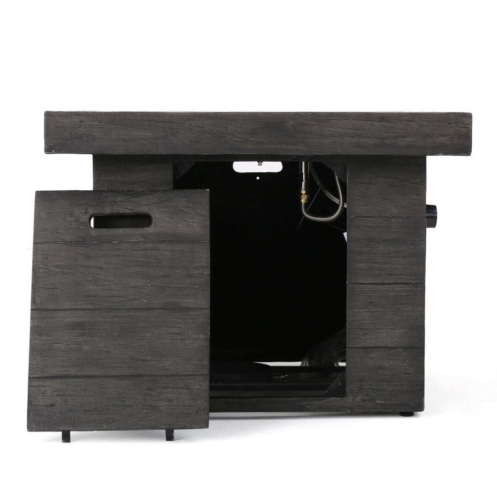 ANCHORAGE 32'' Wood Square MGO Fire Pit Grey - 40,000 BTU
