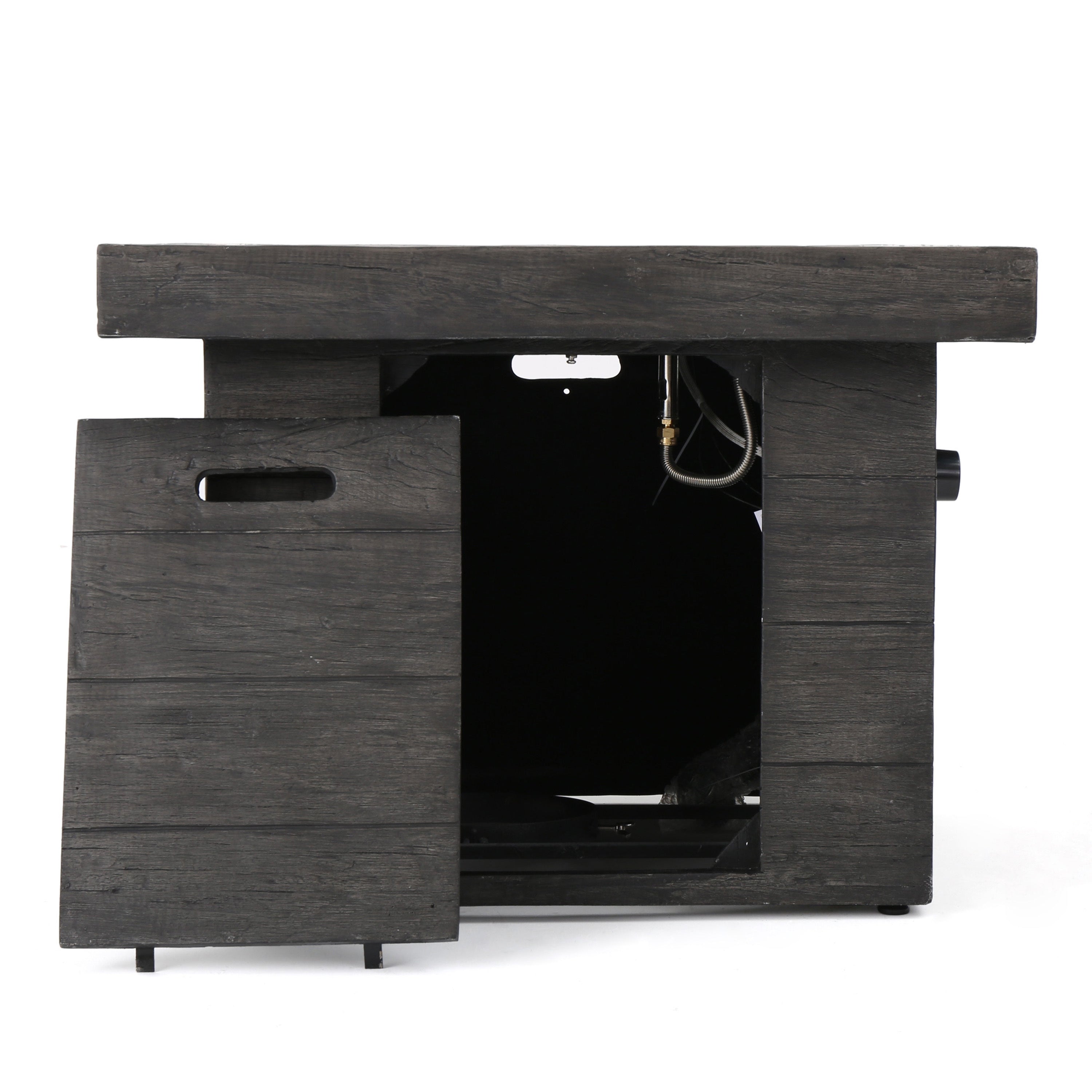 ANCHORAGE 32'' Wood Square MGO Fire Pit Grey - 40,000 BTU