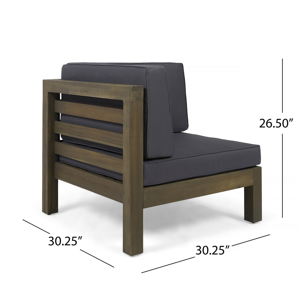 2-Piece Loveseat Set with Water-Resistant Cushions in Dark Grey Acacia Wood
