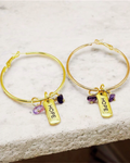 Hope Gold Hoop Earrings-Purple