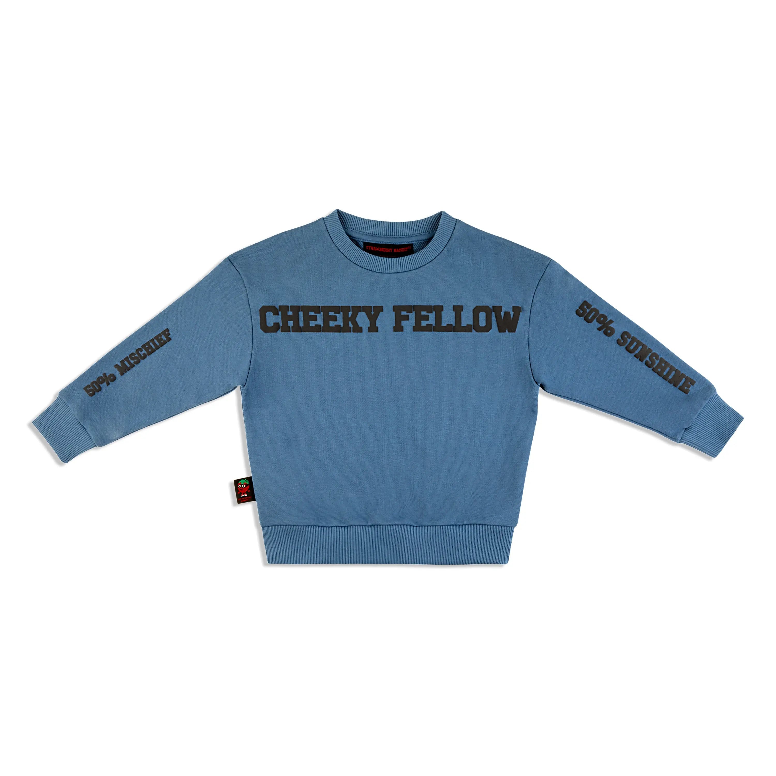 CHEEKY FELLOW 400 GSM Cotton Crewneck | Blue Mirage