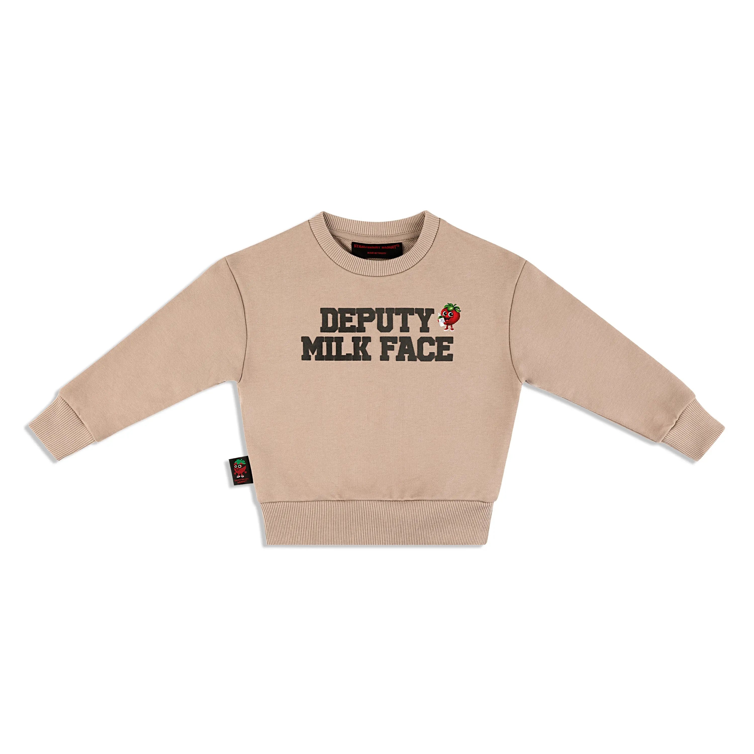 DEPUTY MILK FACE 400 GSM Cotton Crewneck | Warm Taupe