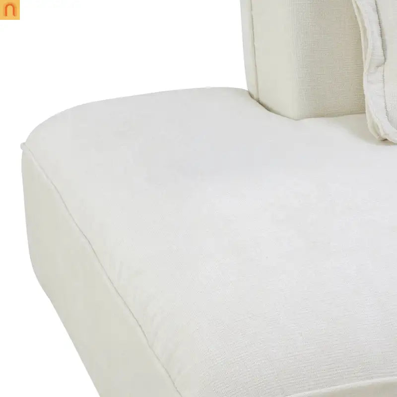 Sectional Sofa L-Shape Deep Seat Polyester Beige 4 Seat 121 In
