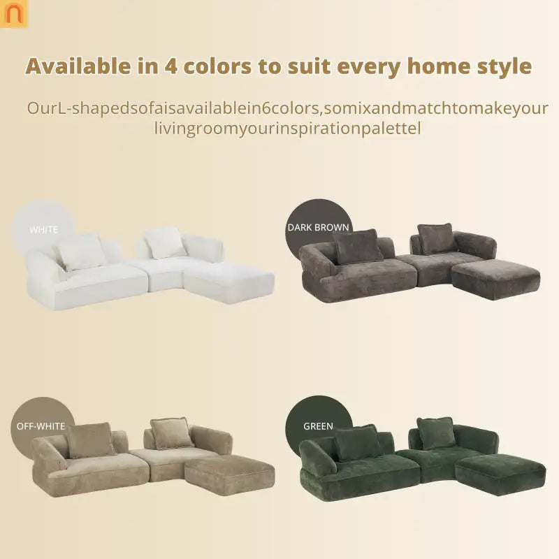 Sectional Sofa L-Shape Deep Seat Polyester Beige 4 Seat 121 In