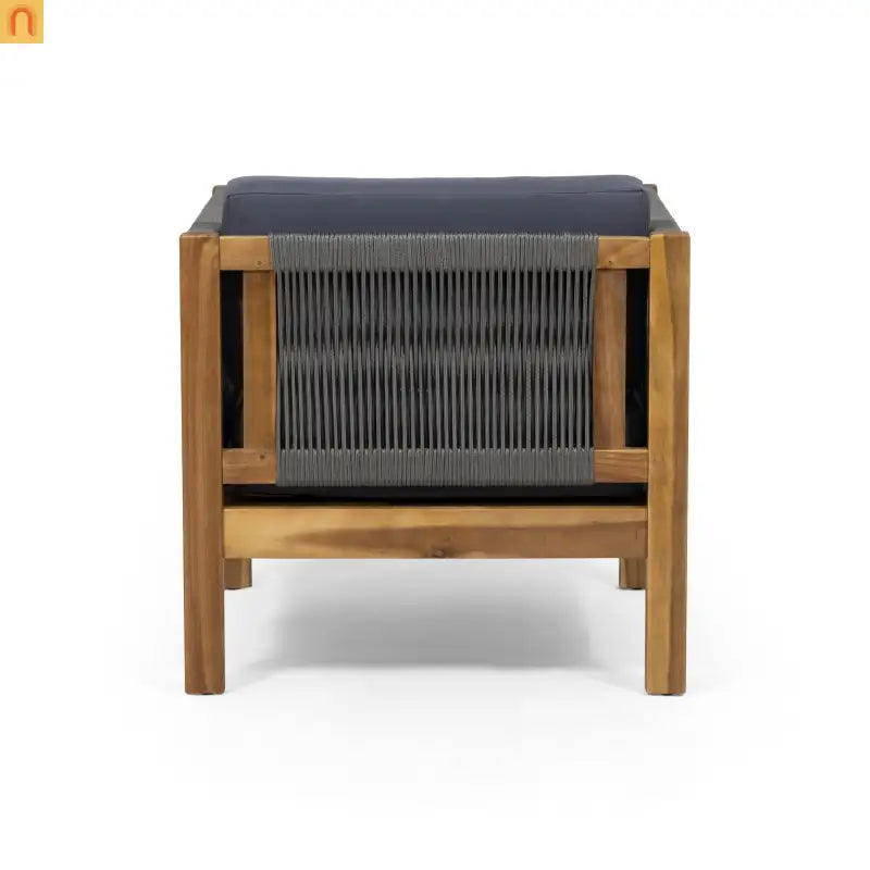 Outdoor Club Chair Set Acacia Wood Rope Teak Cushions Set of 2