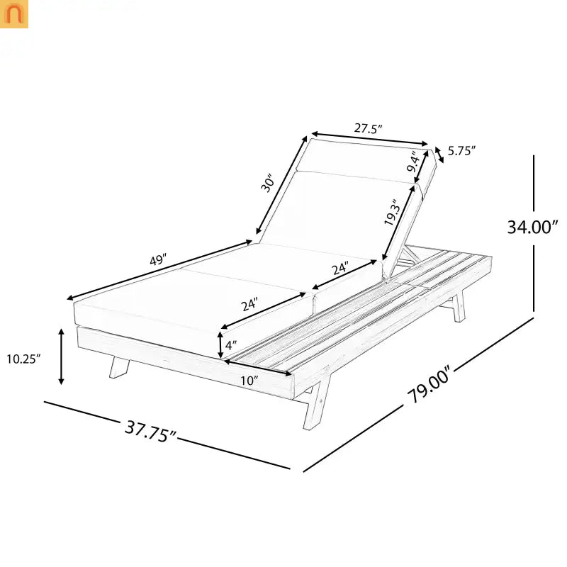 Acacia Wood Foldable Chaise Lounge Chair 800lb
