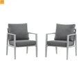 Outdoor Lounge Chair Aluminum Rope Accent Gray Silver White Cushion