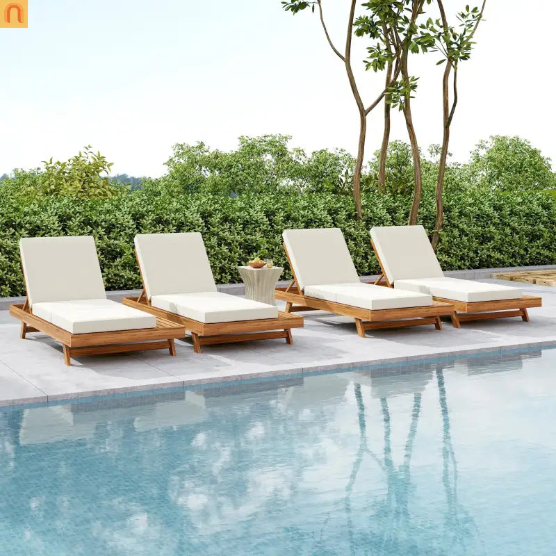 Chaise Lounge Acacia Wood Teak 79" 4-Position