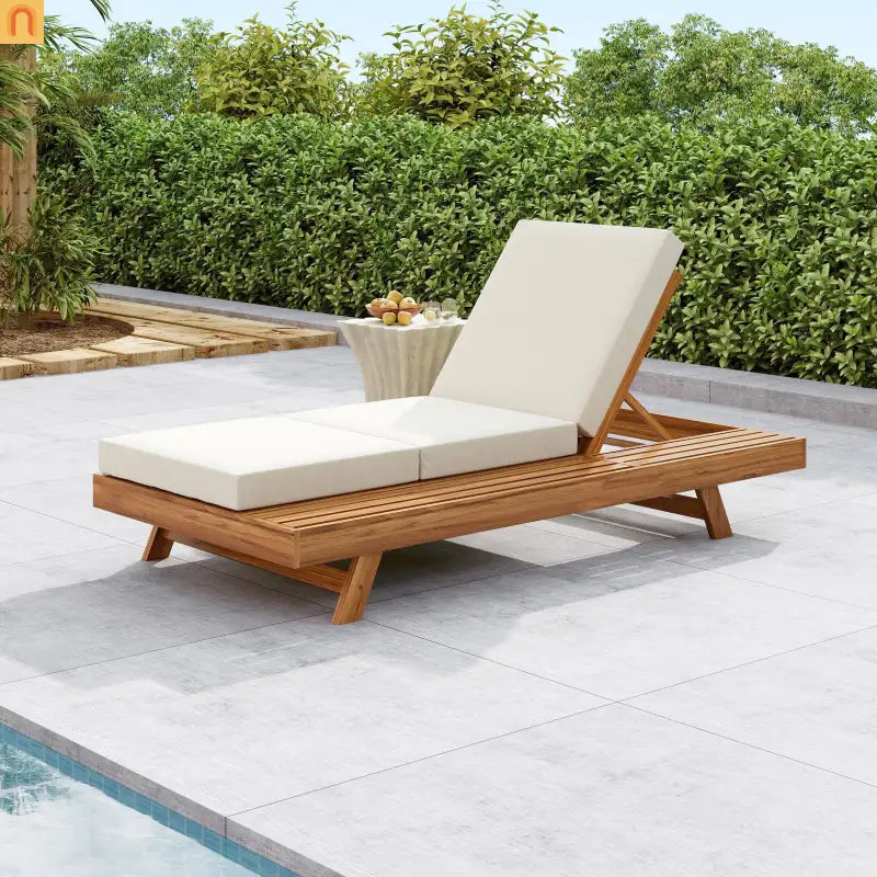 Chaise Lounge Acacia Wood Teak 79" 4-Position