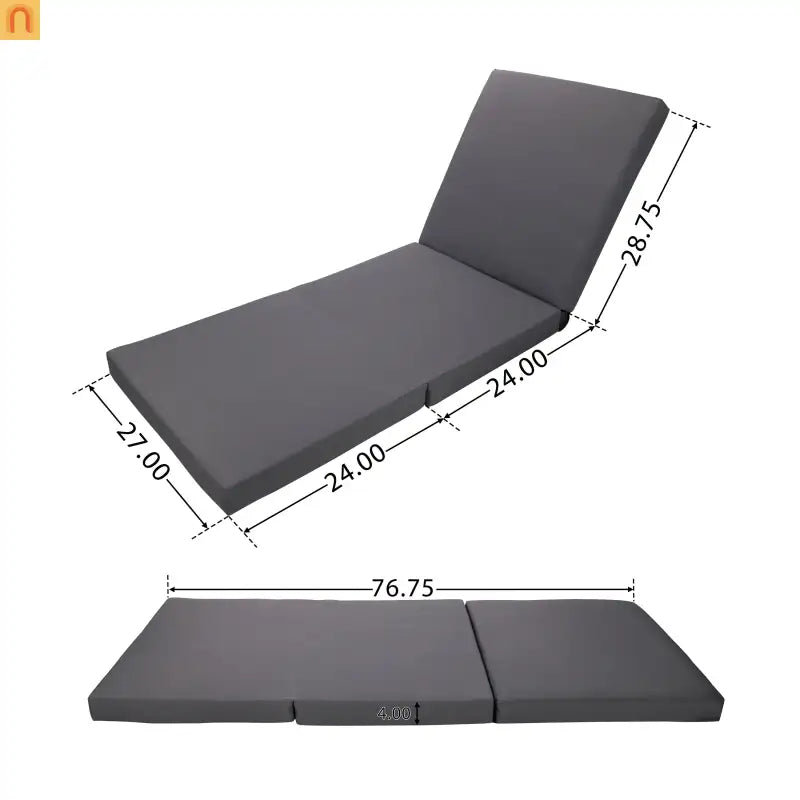 Chaise Lounge Acacia Wood Black Dark Gray 4 Position Adjustable 79in