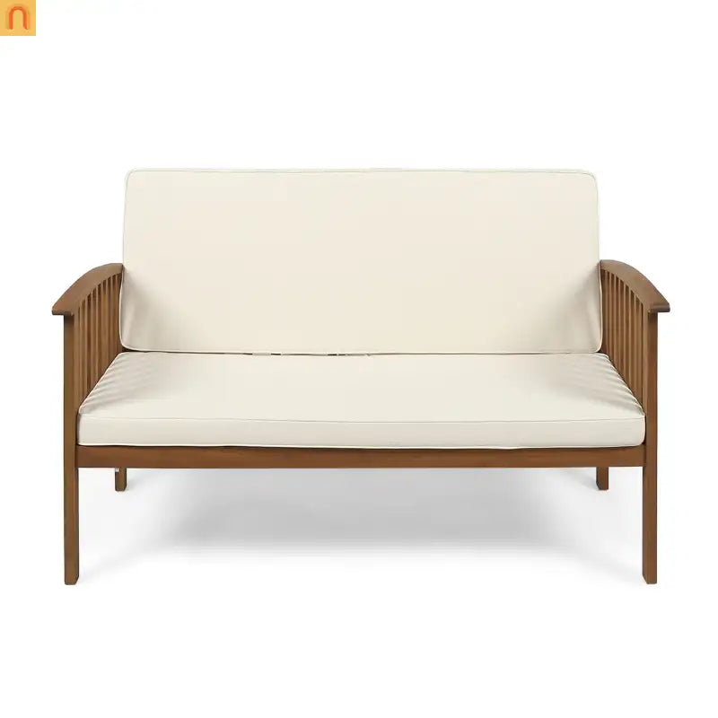 Outdoor Loveseat Acacia Wood 53" Waterproof Cushion