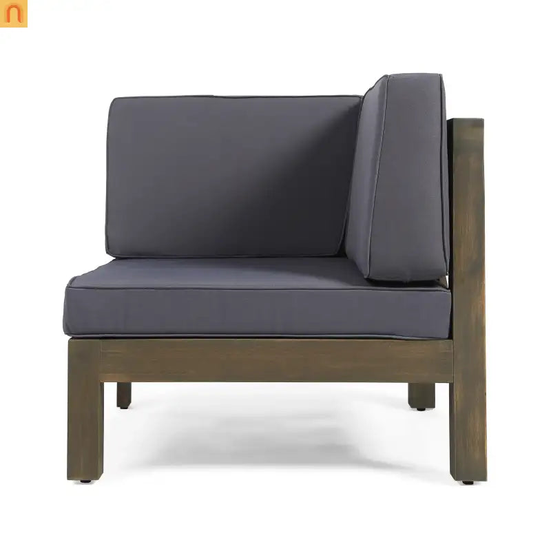 Outdoor Loveseat Acacia Wood X Back Dark Gray 2 Piece Modular